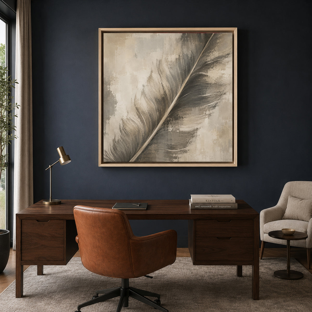 Soft Feather Neutral Abstract Textured Modern Canvas Wall Art
