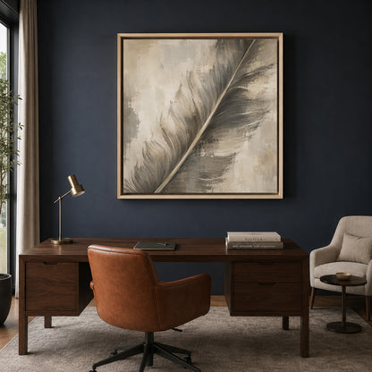 Soft Feather Neutral Abstract Textured Modern Canvas Wall Art