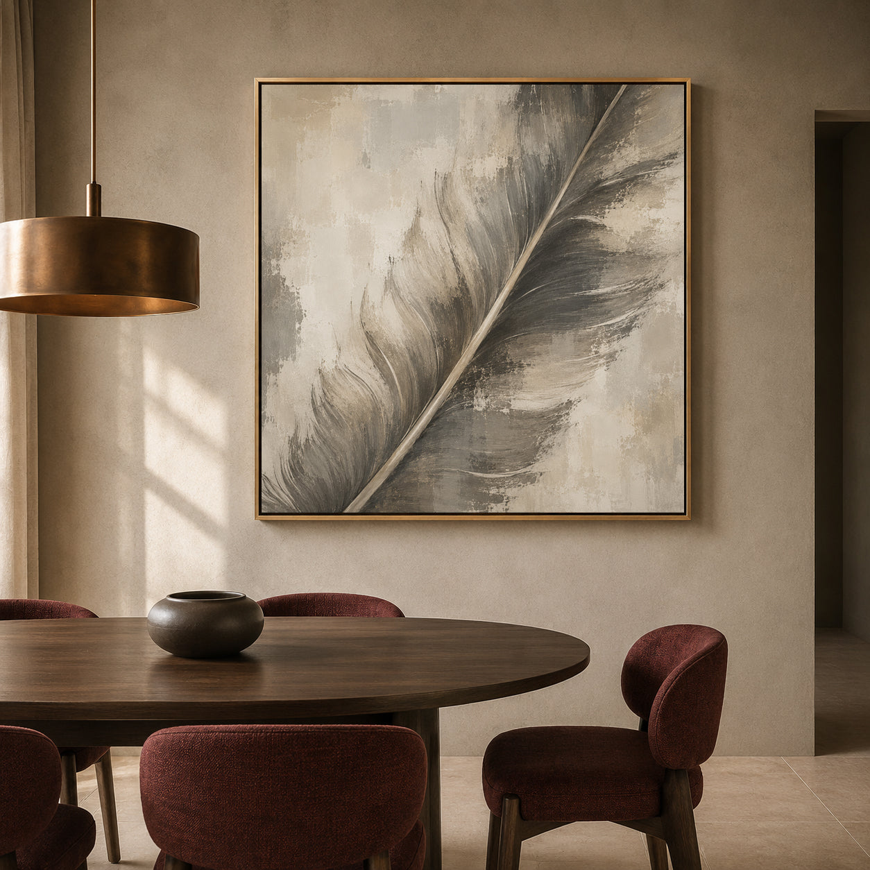 Soft Feather Neutral Abstract Textured Modern Canvas Wall Art