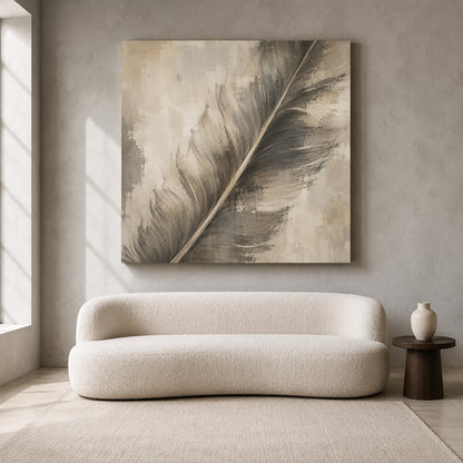 Soft Feather Neutral Abstract Textured Modern Canvas Wall Art