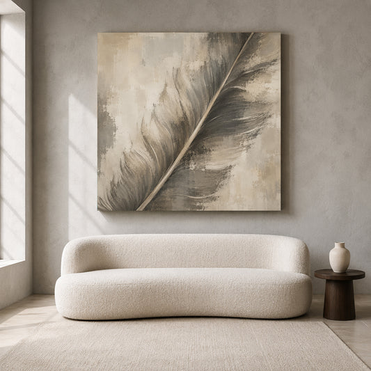 Soft Feather Neutral Abstract Textured Modern Canvas Wall Art