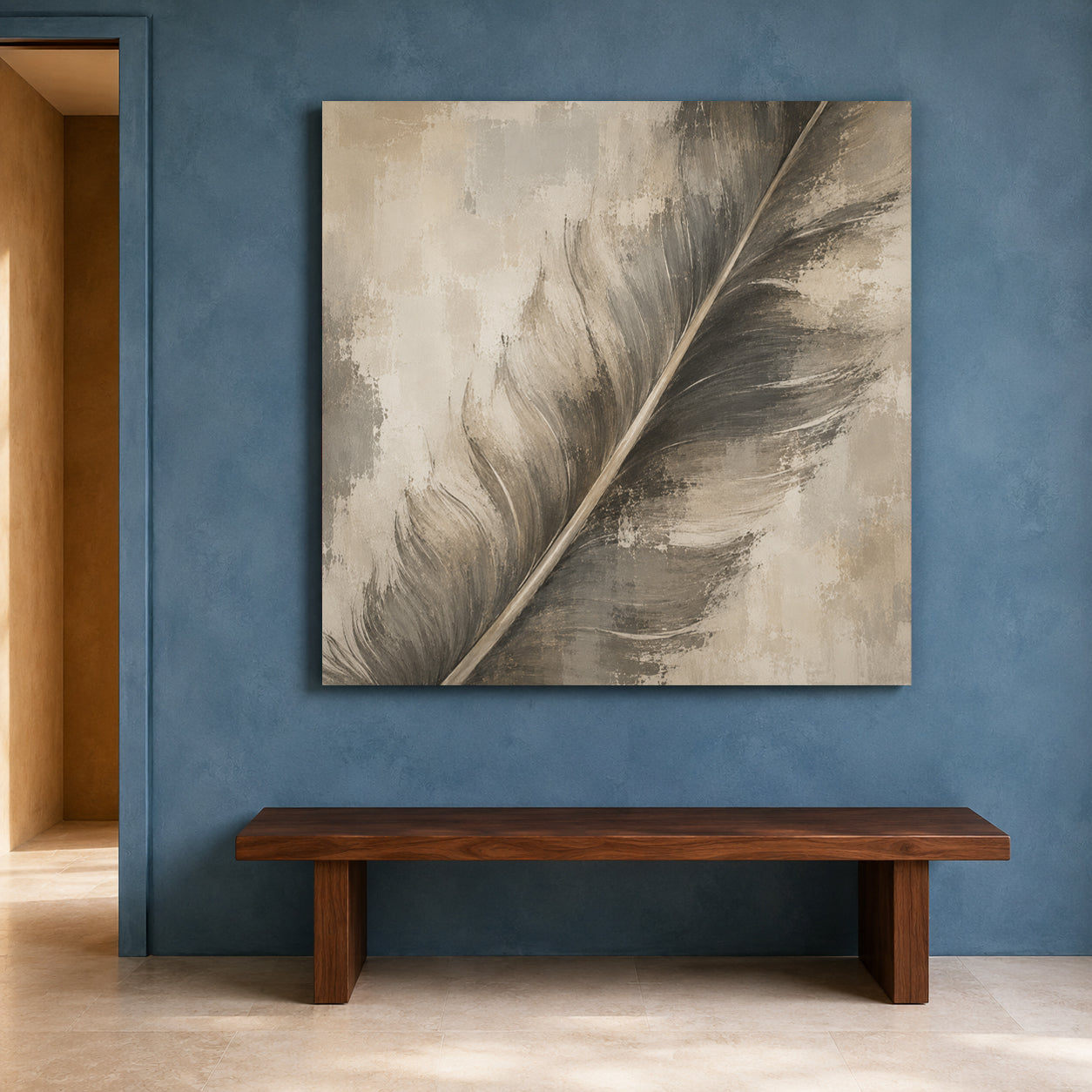 Soft Feather Neutral Abstract Textured Modern Canvas Wall Art