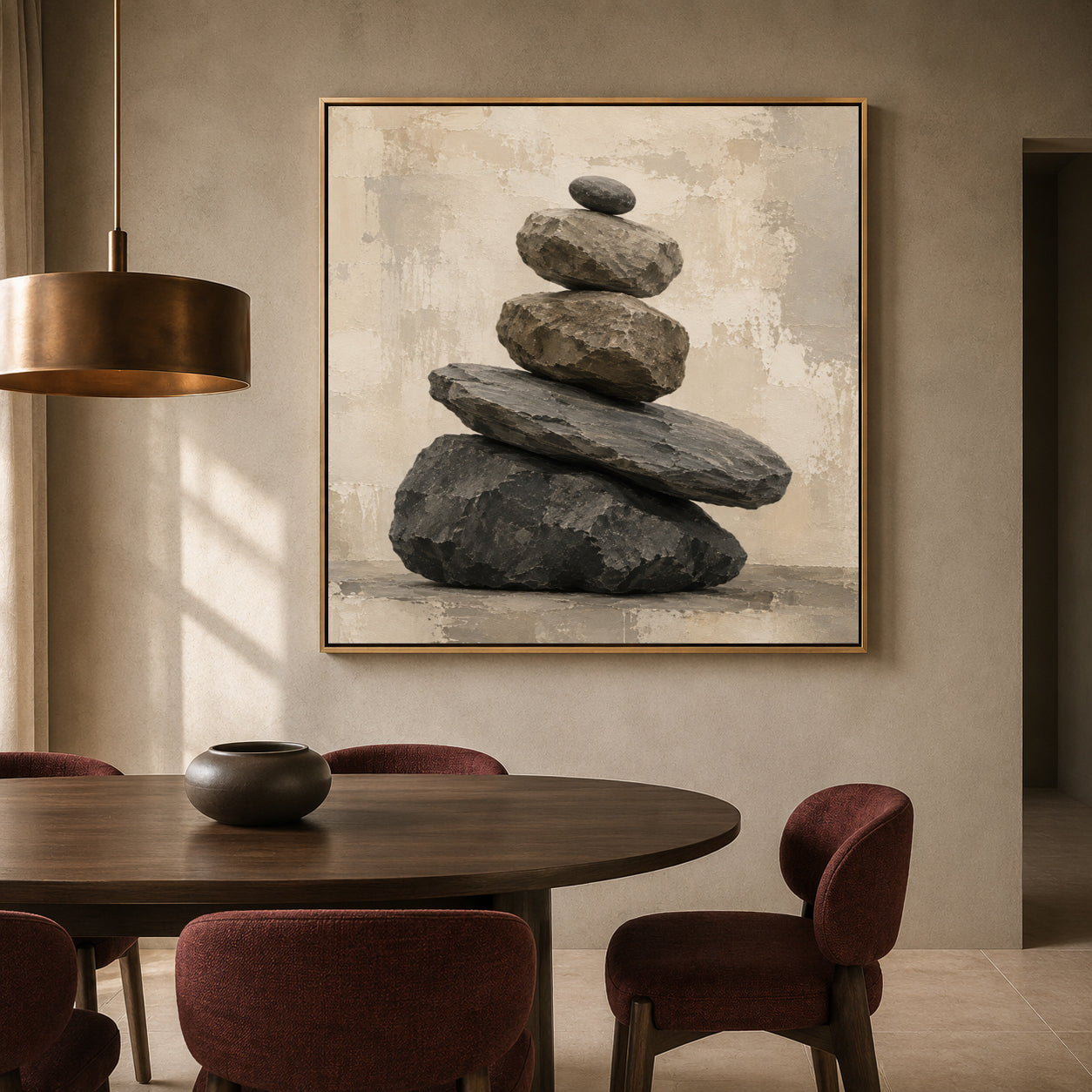Balanced Stones Neutral Textured Modern Canvas Wall Art