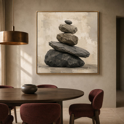 Balanced Stones Neutral Textured Modern Canvas Wall Art
