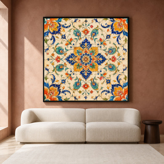 Ivory Palace Garden Indian Floral Mandala Ethnic Wall Art