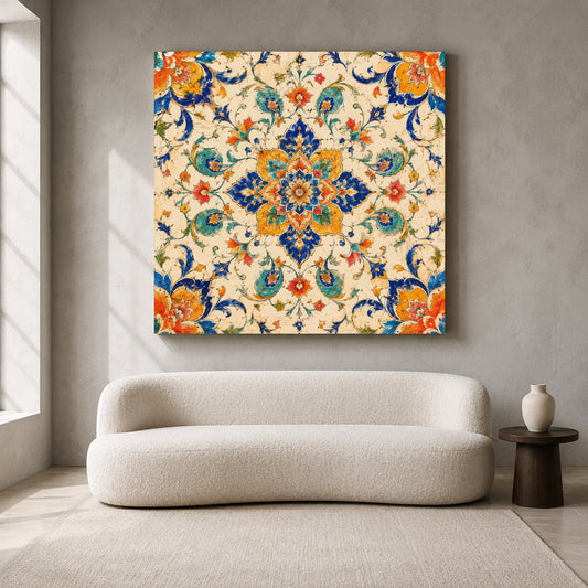 Ivory Palace Garden Indian Floral Mandala Ethnic Wall Art