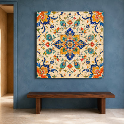 Ivory Palace Garden Indian Floral Mandala Ethnic Wall Art