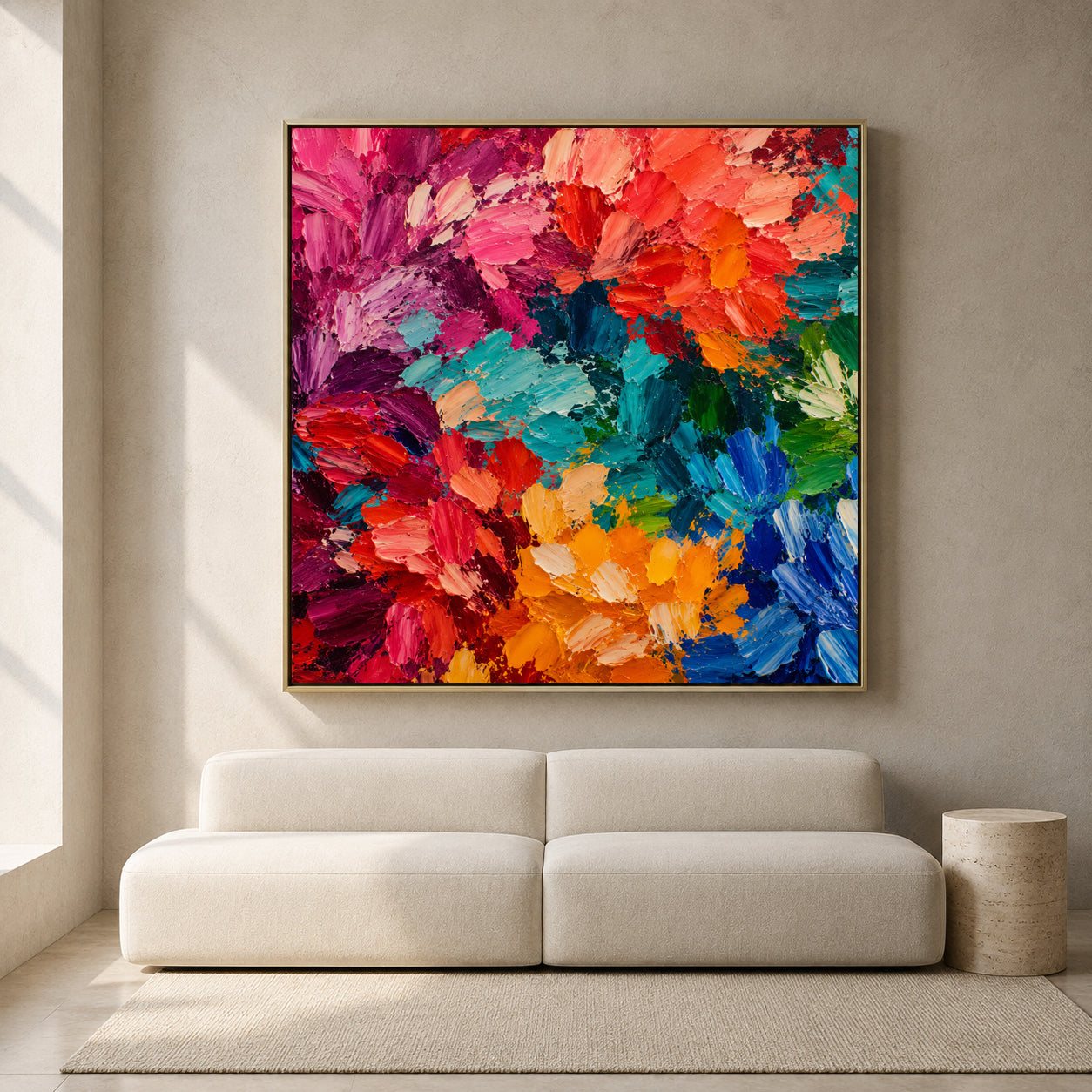 Colorful Floral Abstract Canvas Art with Vibrant Textured Flowers