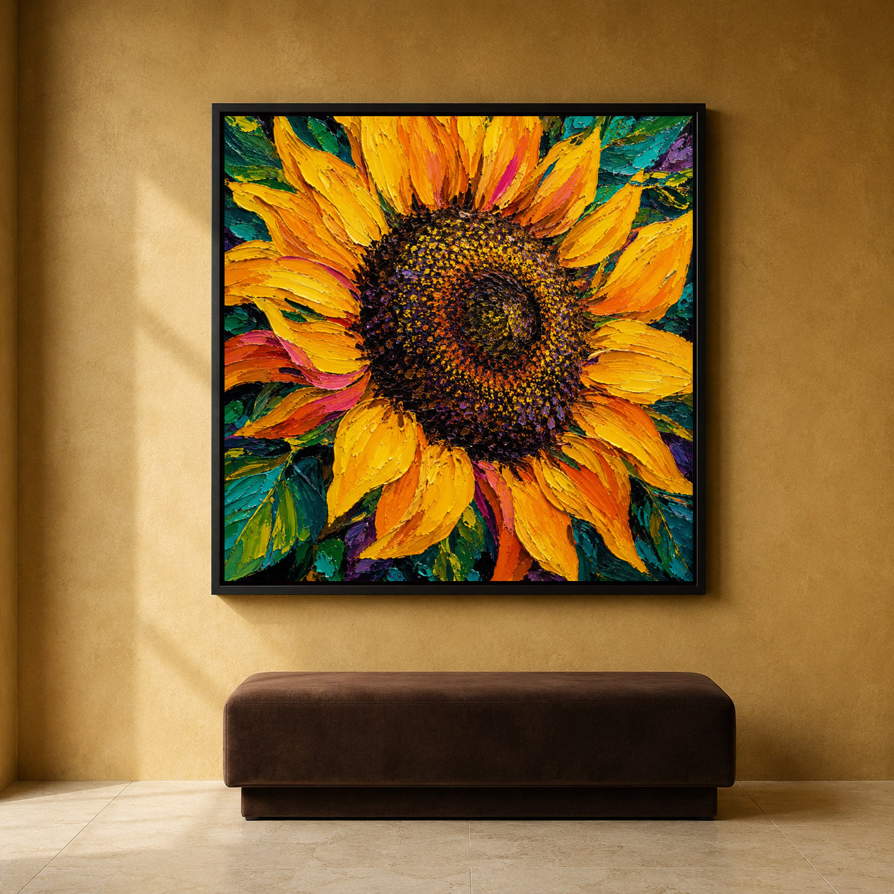 Vibrant Sunflower Canvas Art with Bold Yellow Petals