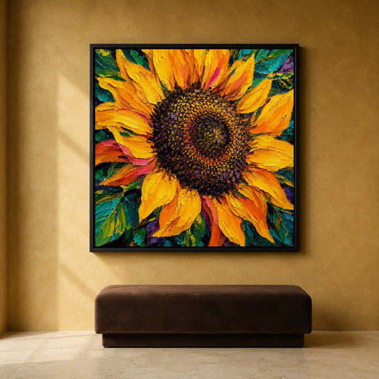 Vibrant Sunflower Canvas Art with Bold Yellow Petals