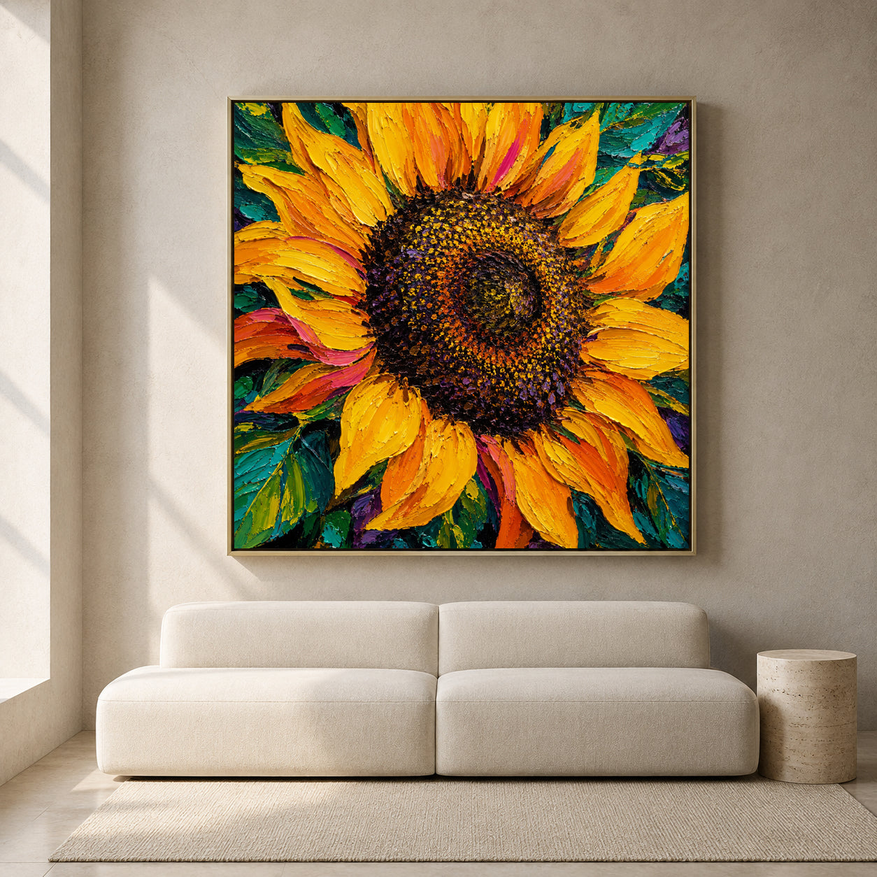 Vibrant Sunflower Canvas Art with Bold Yellow Petals