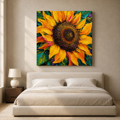 Vibrant Sunflower Canvas Art with Bold Yellow Petals
