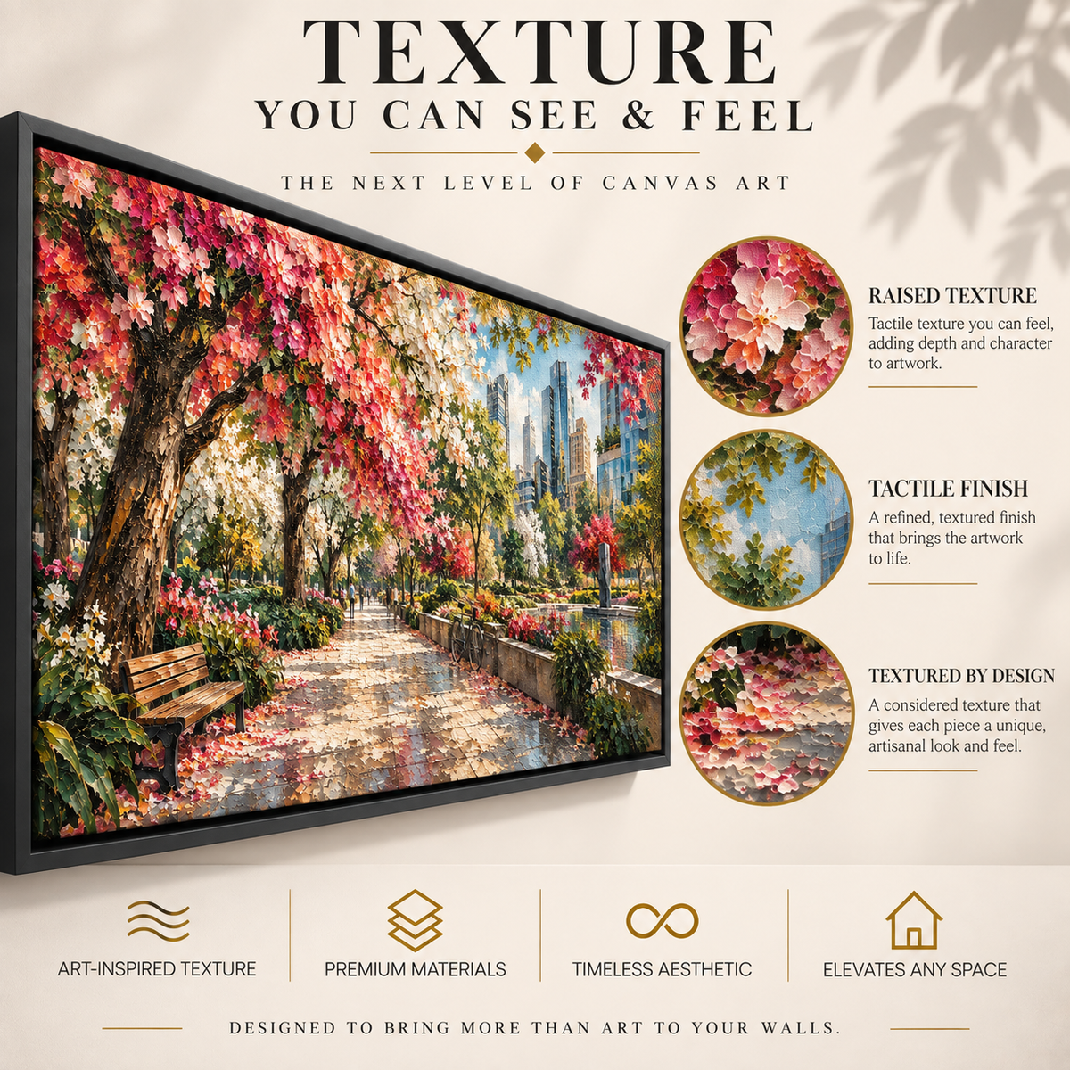 Blooming City Garden Panoramic Canvas Art
