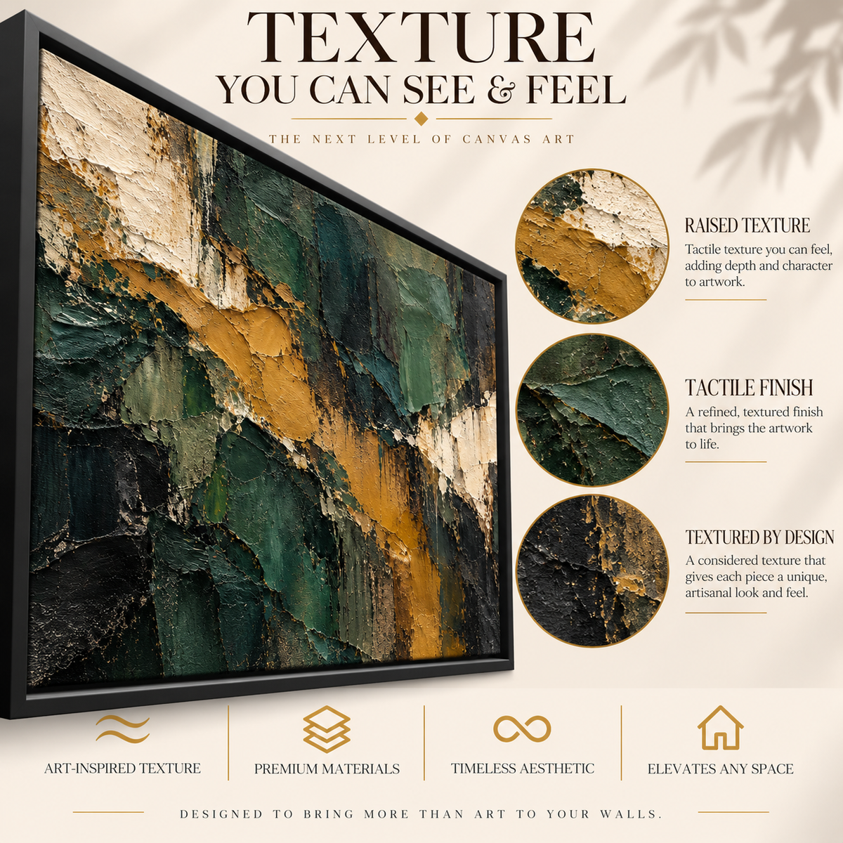 Emerald Passage Abstract Panoramic Textured Canvas Art