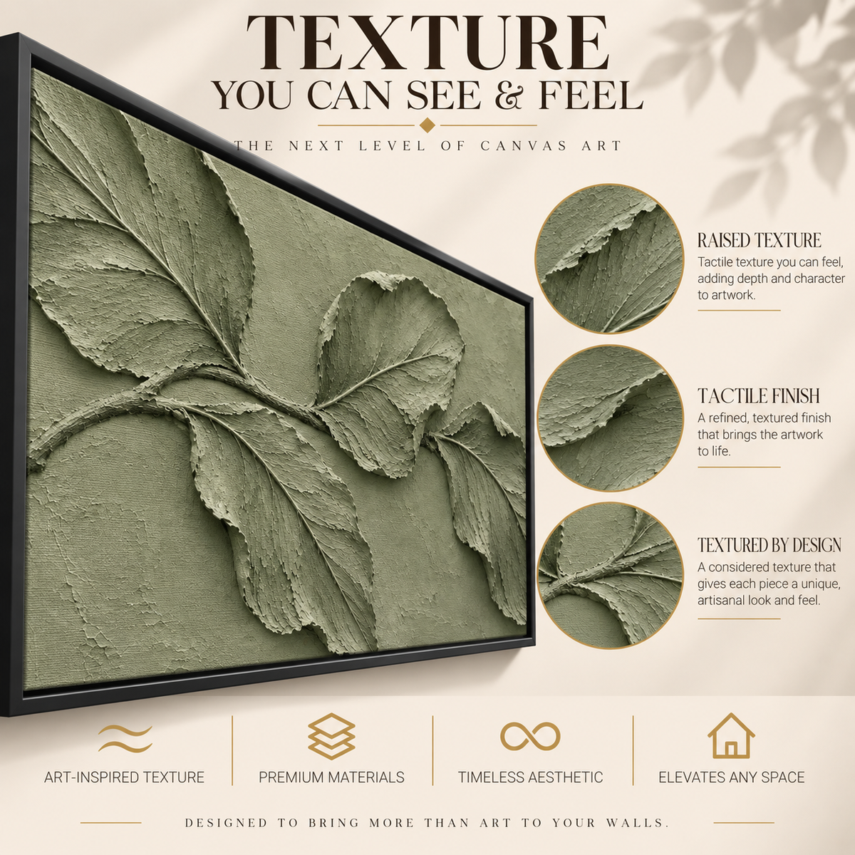 Sage Magnolia Relief Panoramic Textured Botanical Canvas Art
