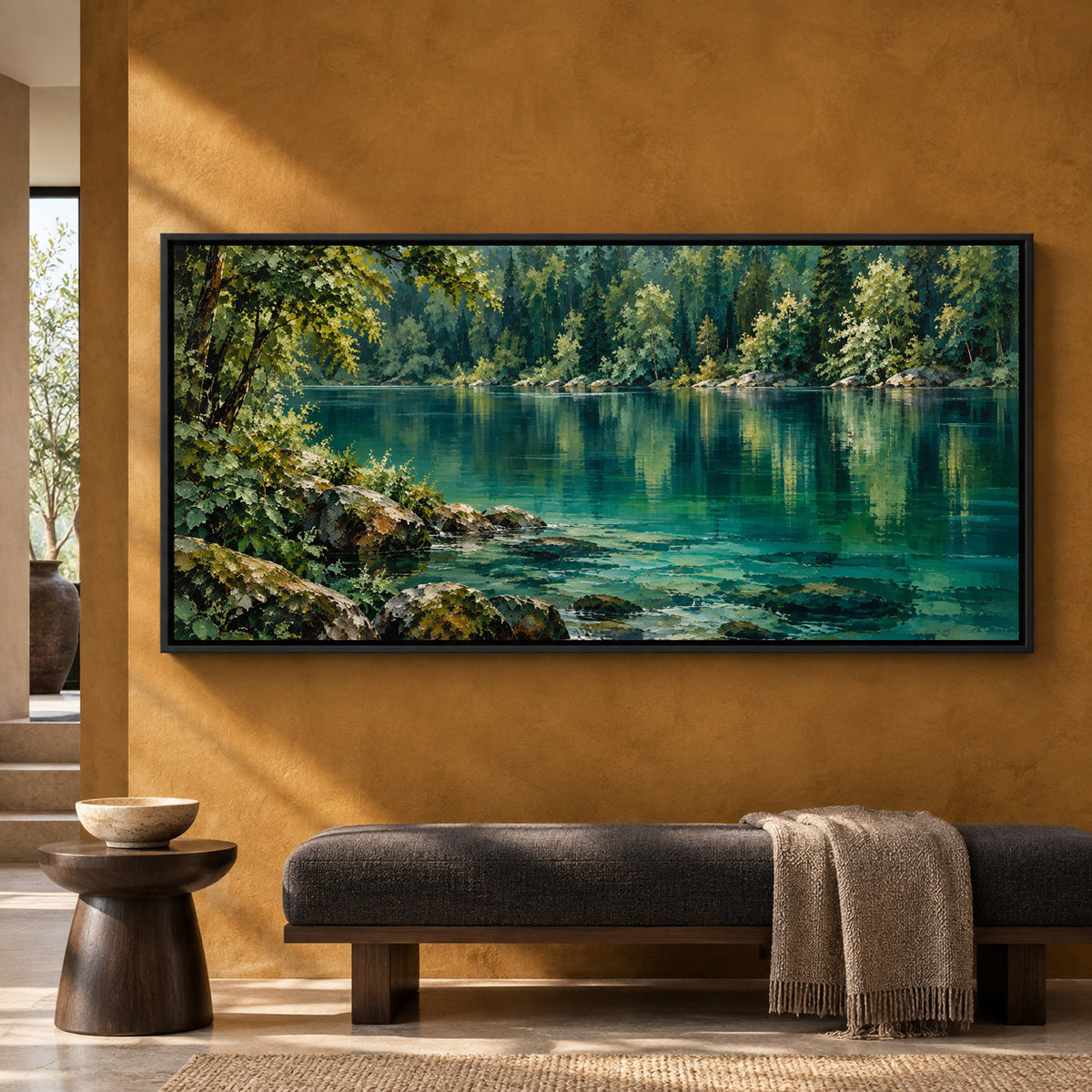Emerald Forest Lake Panoramic Canvas Art