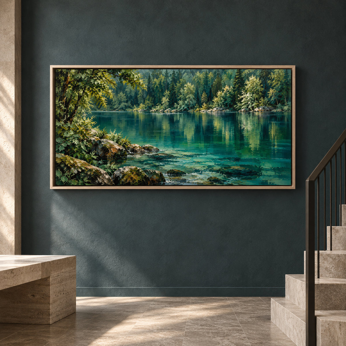 Emerald Forest Lake Panoramic Canvas Art