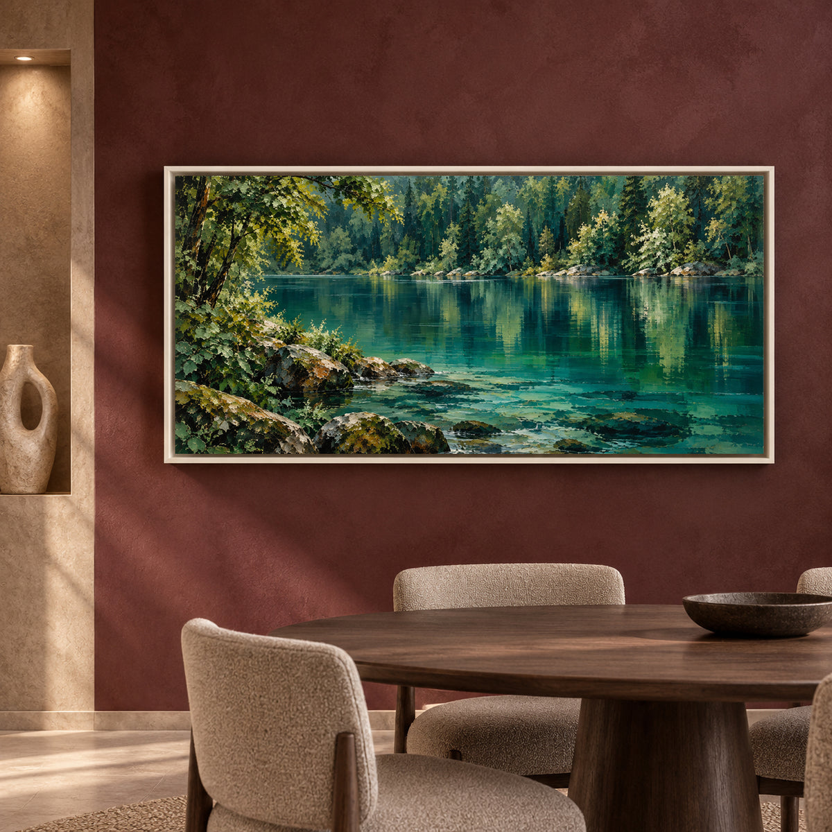 Emerald Forest Lake Panoramic Canvas Art