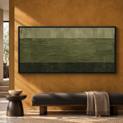 Sage Green Textured Abstract Canvas Art with Minimalist Design