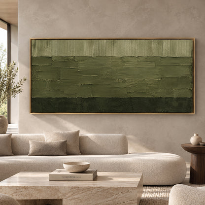 Sage Green Textured Abstract Canvas Art with Minimalist Design