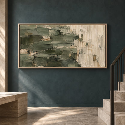 Sage Green and Ivory Textured Abstract Canvas Art