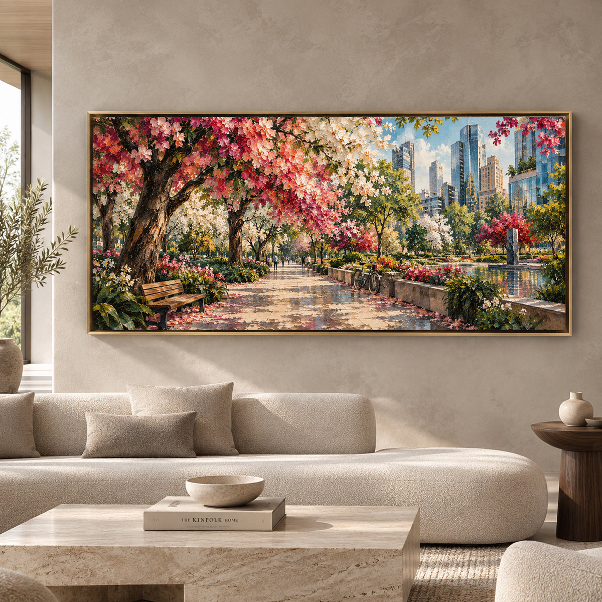 Blooming City Garden Panoramic Canvas Art