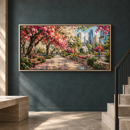 Blooming City Garden Panoramic Canvas Art