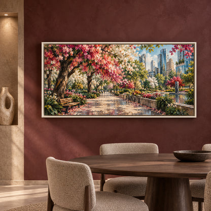 Blooming City Garden Panoramic Canvas Art