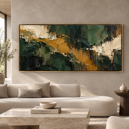 Emerald Passage Abstract Panoramic Textured Canvas Art