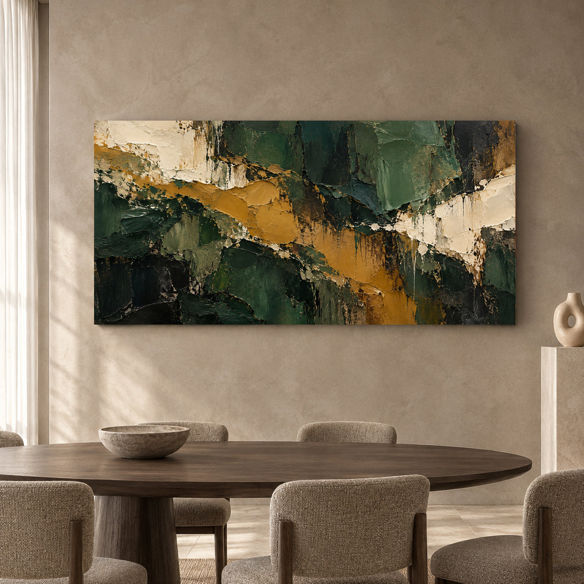 Emerald Passage Abstract Panoramic Textured Canvas Art