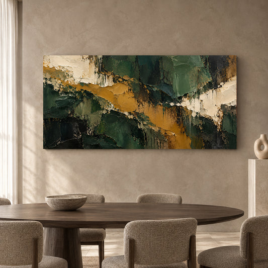Emerald Passage Abstract Panoramic Textured Canvas Art