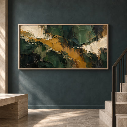 Emerald Passage Abstract Panoramic Textured Canvas Art