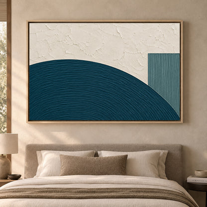 Teal Arch Textured Abstract Canvas Art for Modern Interiors