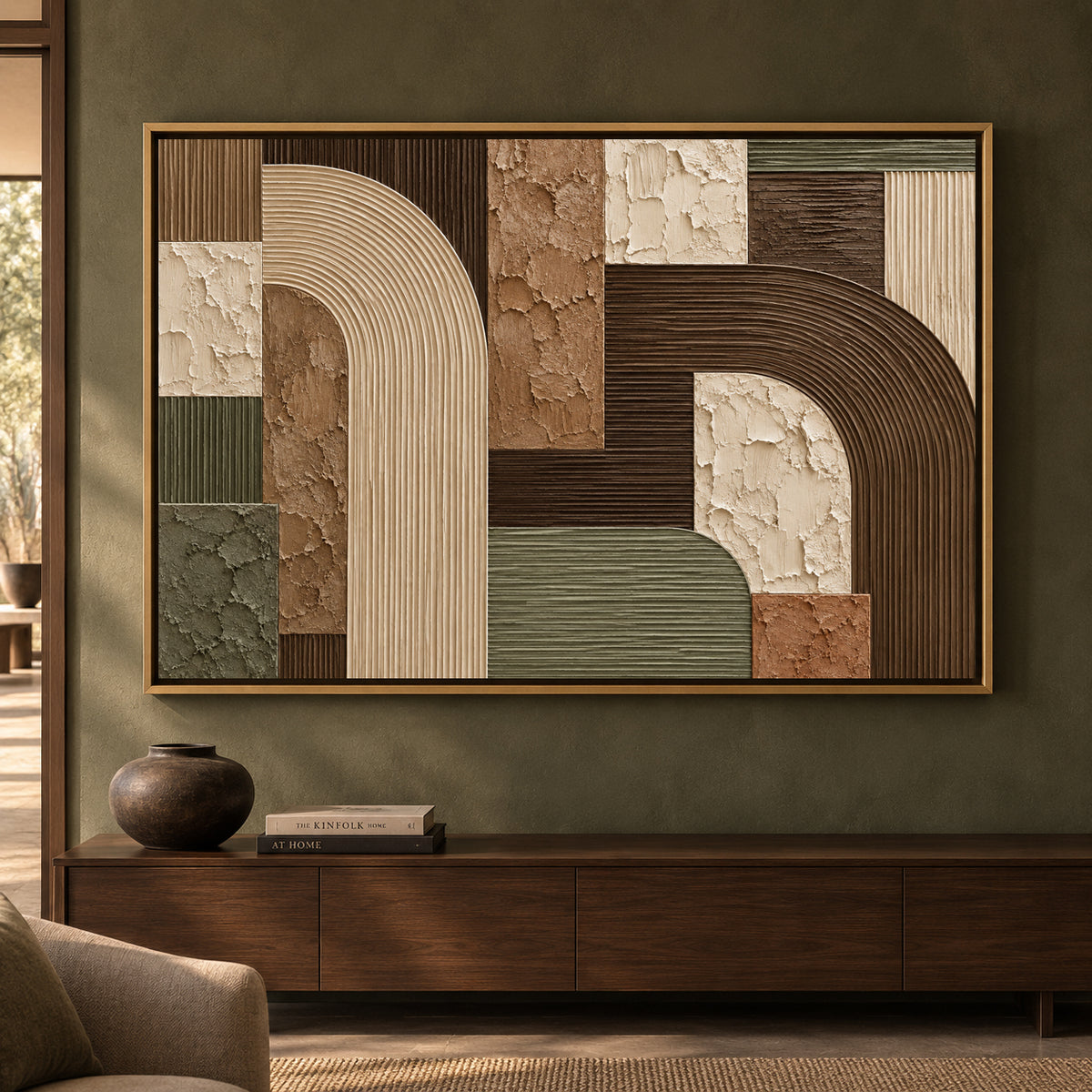 Earth Tone Archways Textured Geometric Modern Canvas Art
