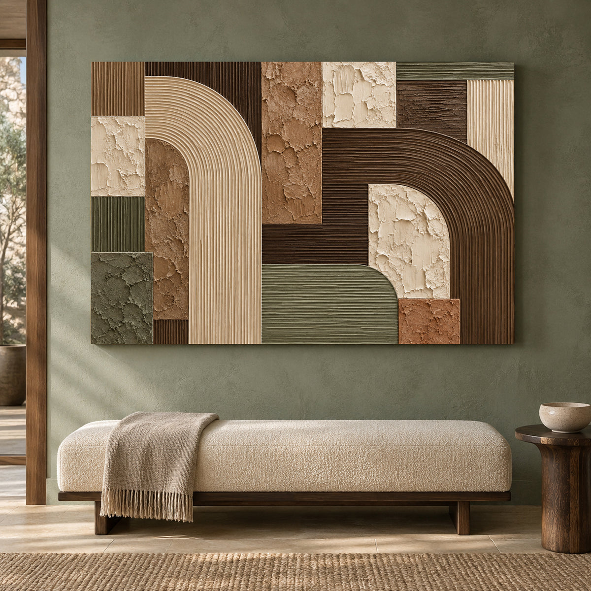 Earth Tone Archways Textured Geometric Modern Canvas Art