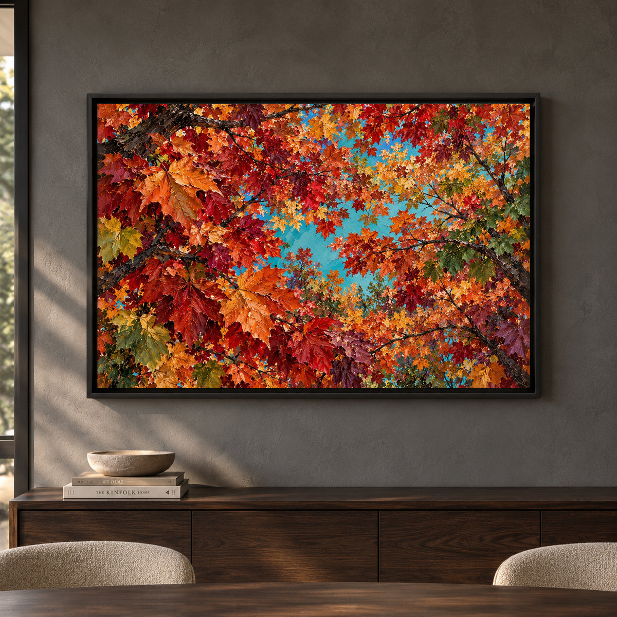 Autumn Maple Canopy Textured Nature Canvas Art