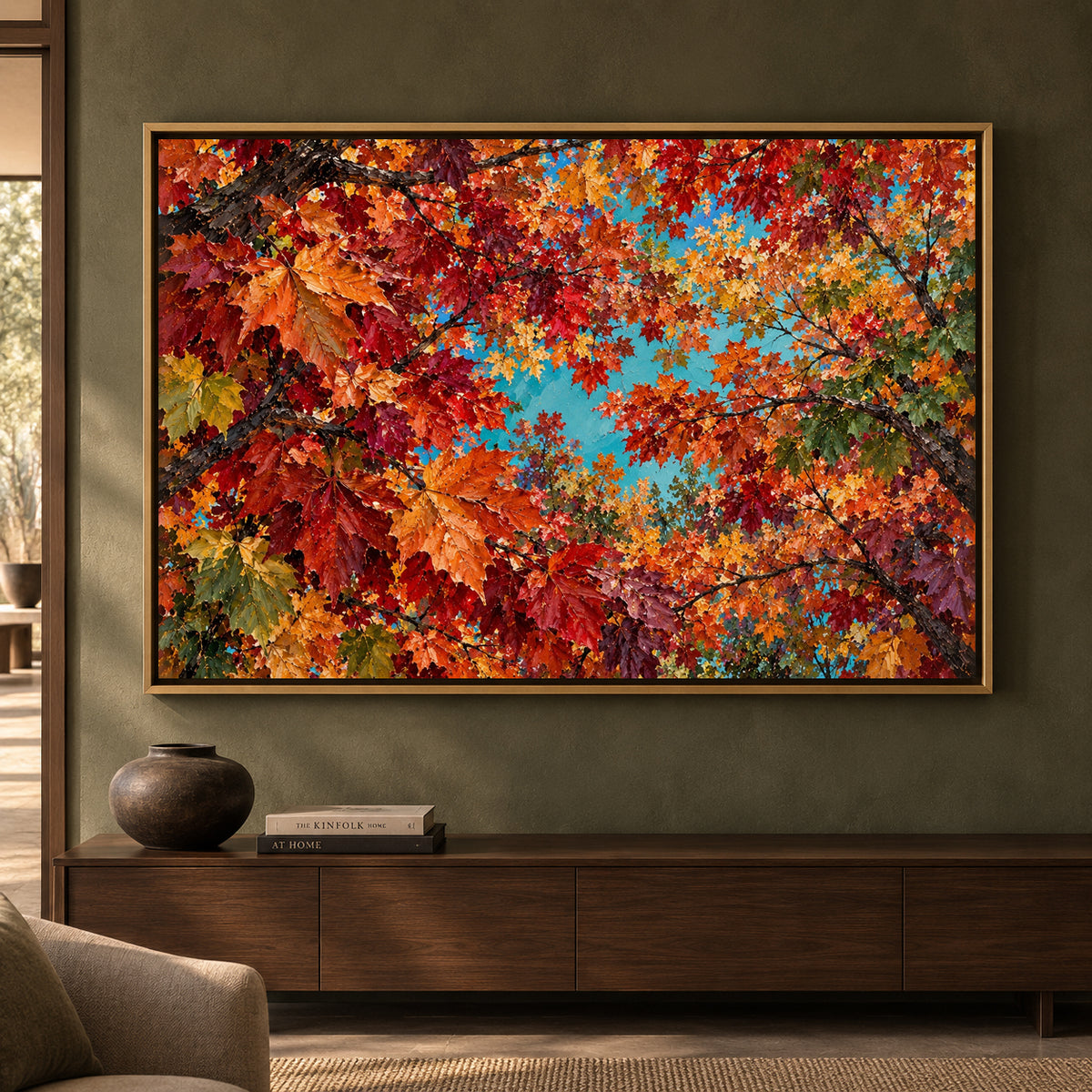 Autumn Maple Canopy Textured Nature Canvas Art