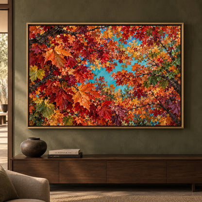 Autumn Maple Canopy Textured Nature Canvas Art