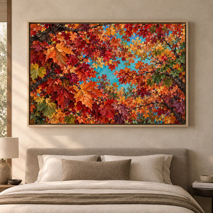 Autumn Maple Canopy Textured Nature Canvas Art