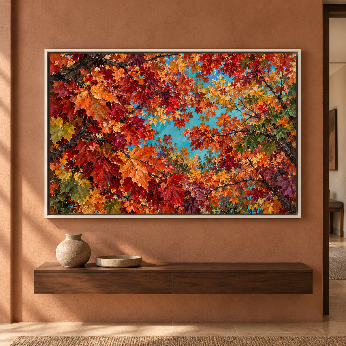 Autumn Maple Canopy Textured Nature Canvas Art