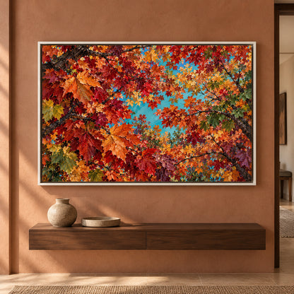 Autumn Maple Canopy Textured Nature Canvas Art