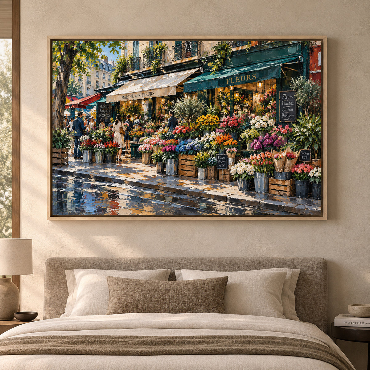 Paris Flower Market Textured Cityscape Canvas Art