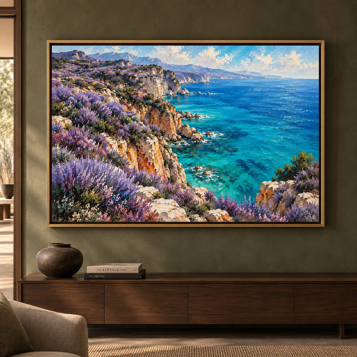 Lavender Coast Textured Seascape Canvas Art