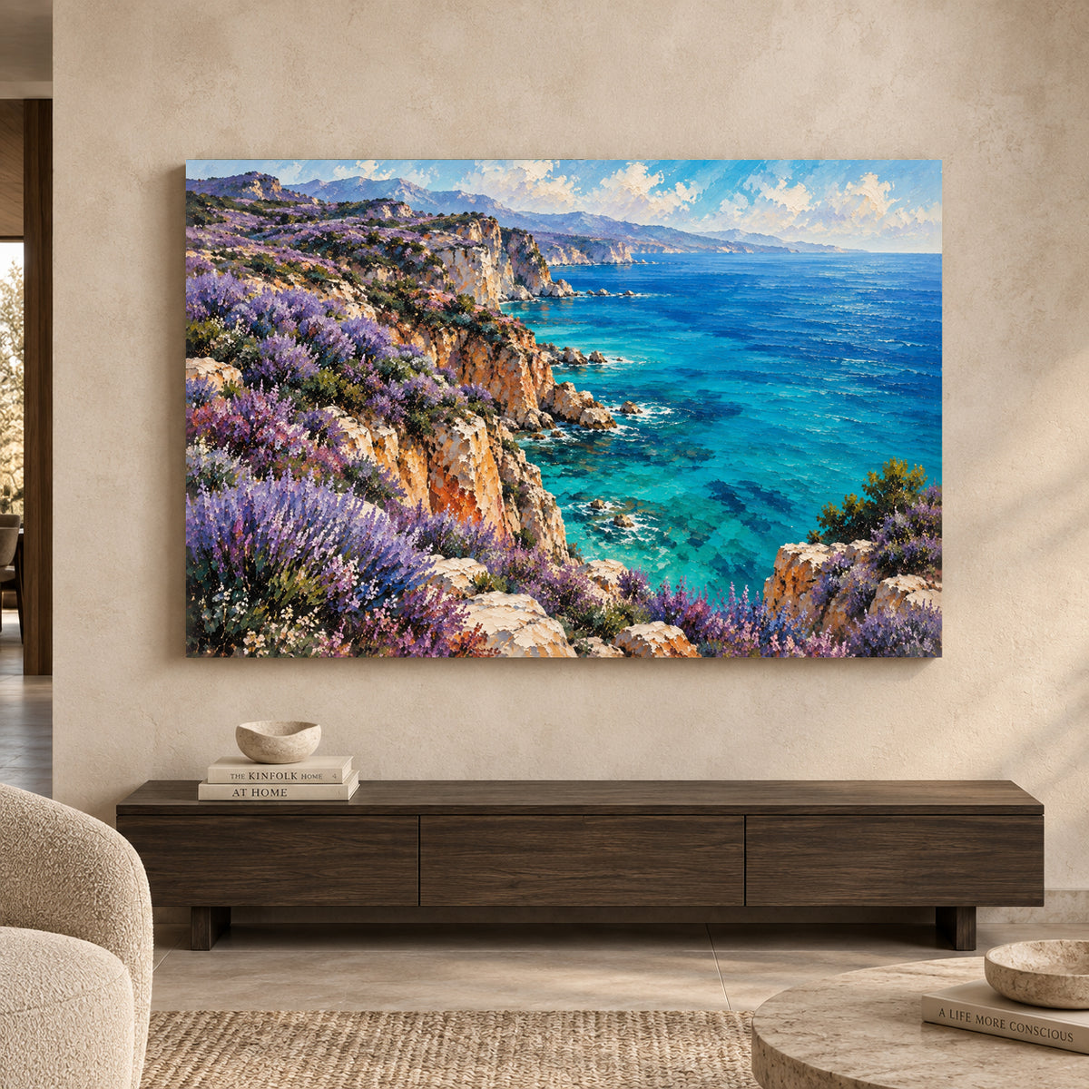 Lavender Coast Textured Seascape Canvas Art