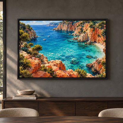 Turquoise Cove Mediterranean Coastal Canvas Art