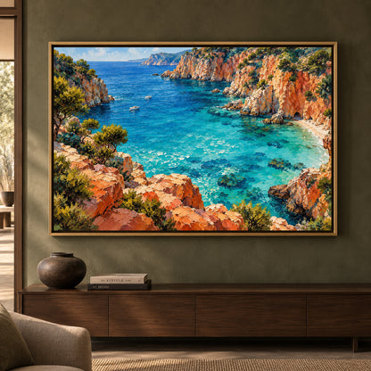 Turquoise Cove Mediterranean Coastal Canvas Art
