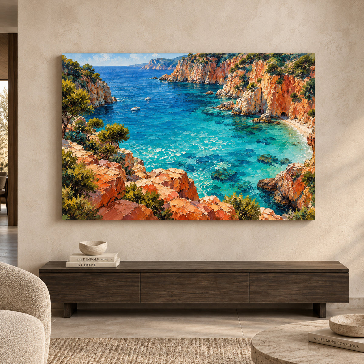 Turquoise Cove Mediterranean Coastal Canvas Art
