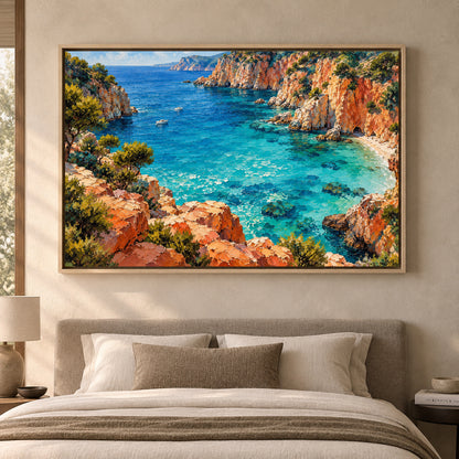Turquoise Cove Mediterranean Coastal Canvas Art