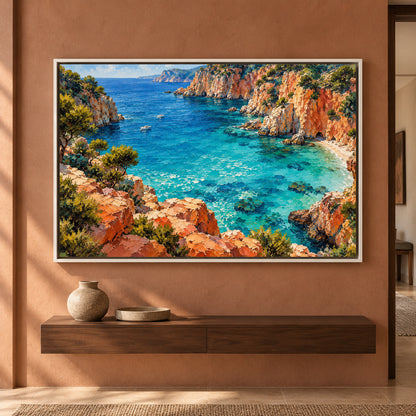 Turquoise Cove Mediterranean Coastal Canvas Art