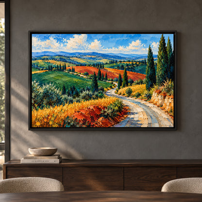 Tuscan Countryside Textured Landscape Canvas Art